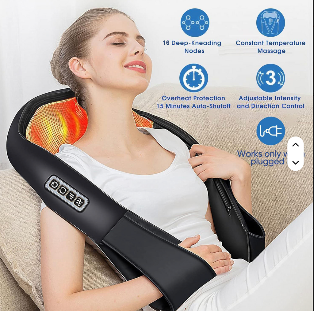 Neck & Shoulder Massager with Infrared Heating Deep Tissue Kneading Muscle Pain Relief