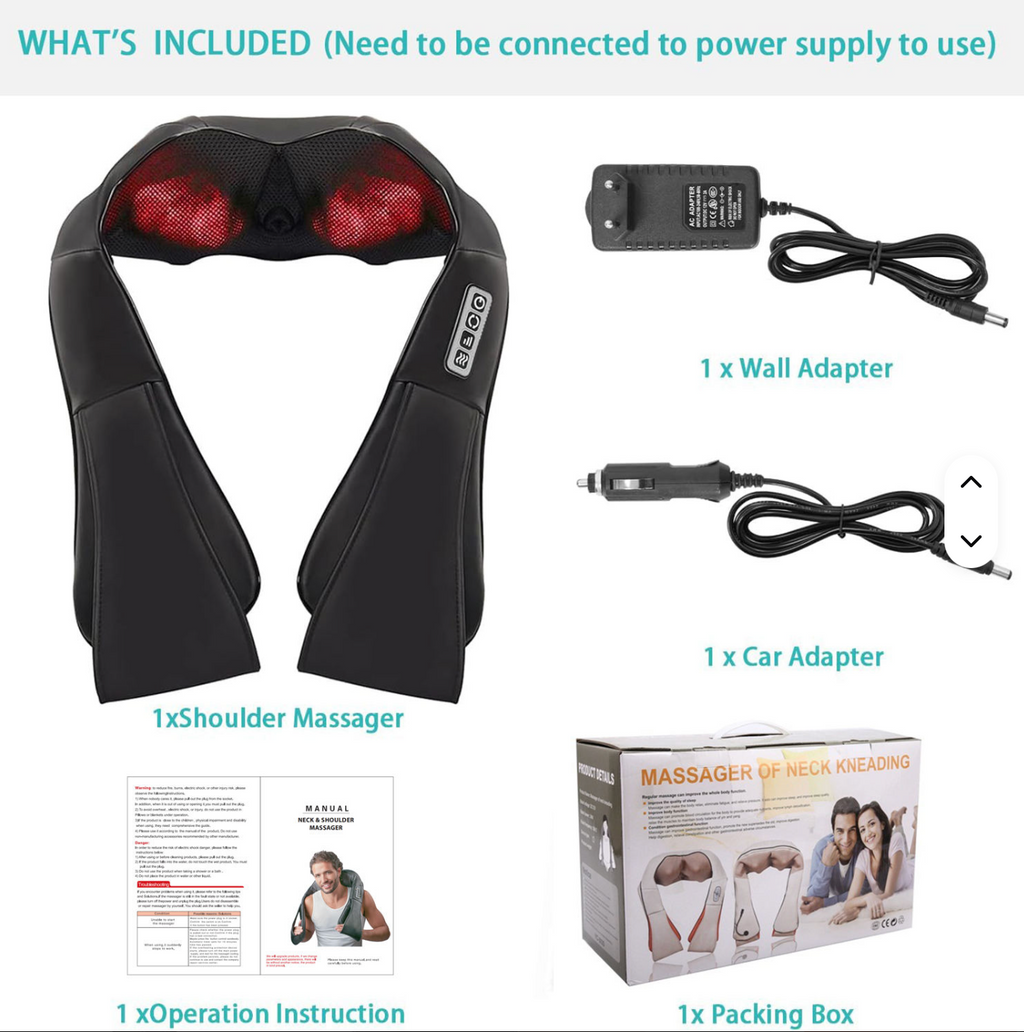 Neck & Shoulder Massager with Infrared Heating Deep Tissue Kneading Muscle Pain Relief